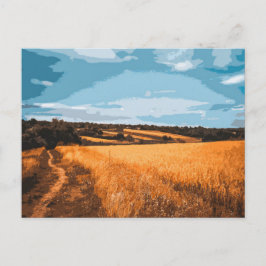 Grafisch Zomer Landschap Landelijke Weg Gezicht Briefkaart