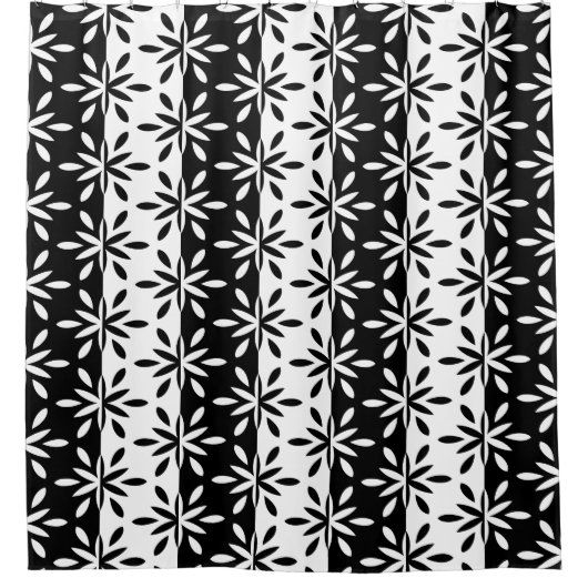 Grafisch zwart-wit en wit geometrisch ventilatorpa douchegordijn (Voorkant)