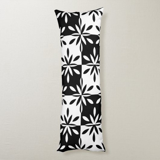 Grafisch zwart-wit en wit geometrisch ventilatorpa lichaamskussen (Achterkant (Verticaal))