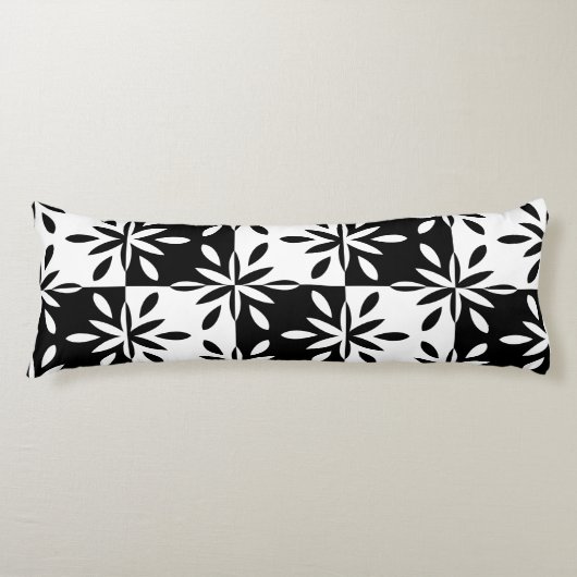 Grafisch zwart-wit en wit geometrisch ventilatorpa lichaamskussen (Voorkant)