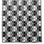 Grafisch zwart-wit geometrisch bloempatroon douchegordijn (Voorkant)