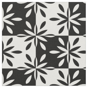 Grafisch Zwart-wit Geometrisch Bloempatroon Stof