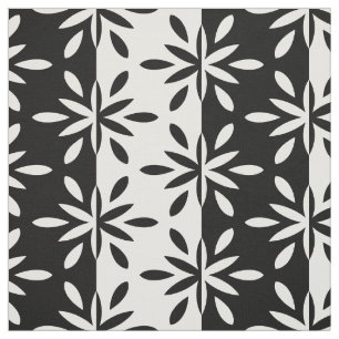 Grafisch Zwart-wit Geometrisch Bloempatroon Stof