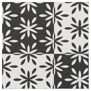 Grafisch Zwart-wit Geometrisch Bloempatroon Stof