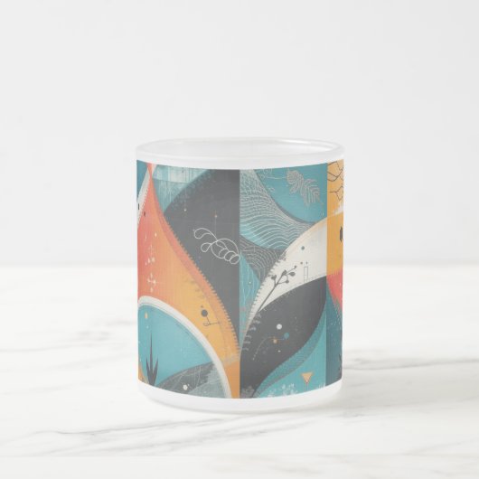 Grafische abstractie Frosted Glass Mok (Center)