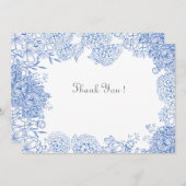 Grafische afbeelding blauwe bloemen bedankkaart (Voorkant / Achterkant)