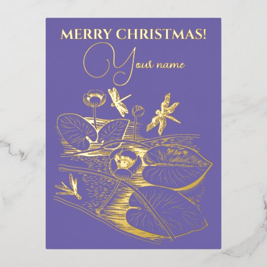 Grafische afbeelding met geel geelbruin water folie feestdagen briefkaart (Voorkant)