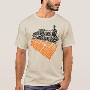 Grafische afbeelding van een stoomtrein uit het ve t-shirt