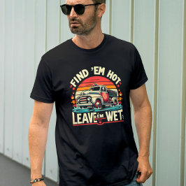Grafische afbeelding van een vintage brandweerwage t-shirt