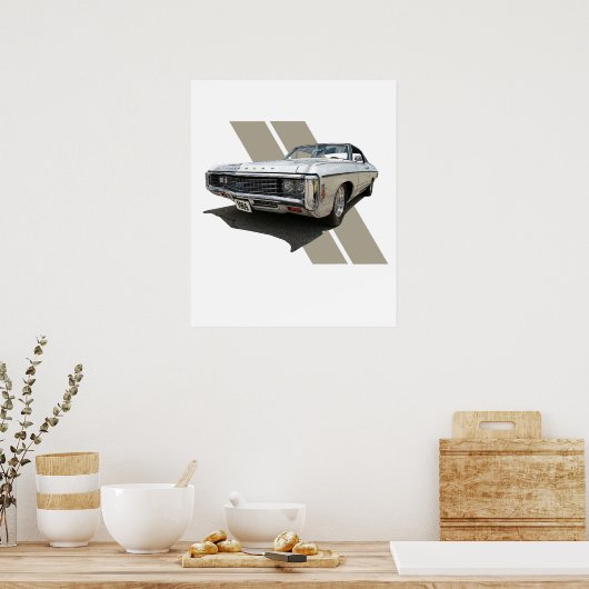 Grafische afbeelding van een zilveren Chevrolet 19 Poster (Keuken)