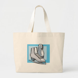 grafische afbeelding van witte schaatsen grote tote bag