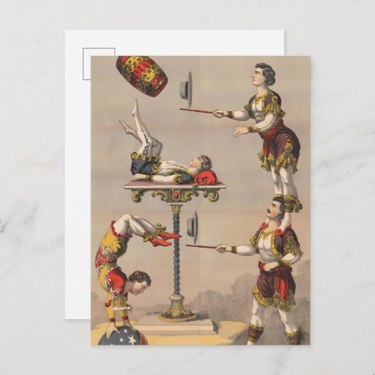 grafische afdruk van een acrobatische handeling. briefkaart (Voorkant / Achterkant)