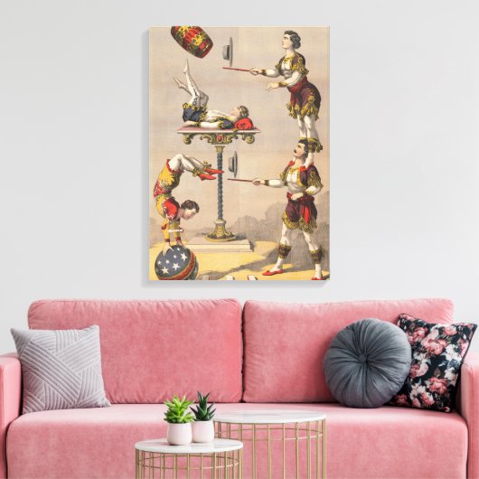 grafische afdruk van een acrobatische handeling. canvas afdruk (Insitu (Woonkamer))