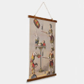  grafische afdruk van een acrobatische handeling. hangend wandkleed (Gebogen)