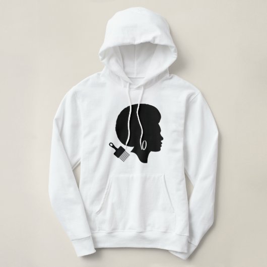 GRAFISCHE AFRO VROUW SILHOUETTE MET AFRO PICK HOODIE (Design voorkant)