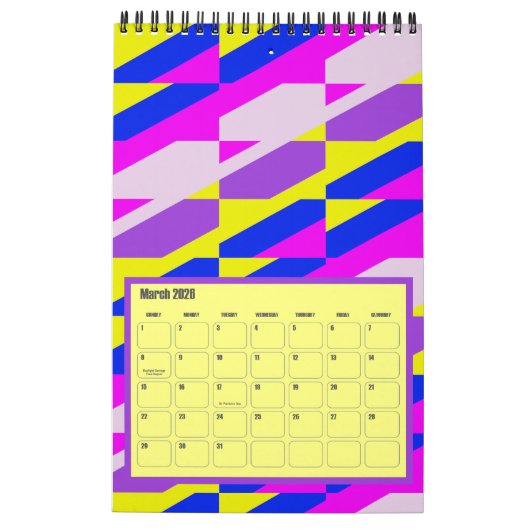 Grafische agenda voor Bright en kleurrijk Retro Kalender (Mar 2026)