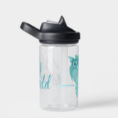 Grafische aqua-munt van uil kind waterfles (Rechts)