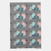 Grafische Art Lijn Tekening Cat Cartoons Theedoek (Verticaal)