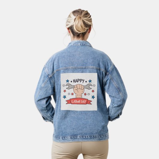 Grafische badge kleurontwerp voor Dag van de Arbei Denim Jacket (Model)