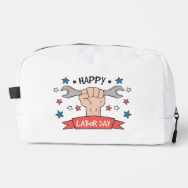 Grafische badge kleurontwerp voor Dag van de Arbei Toilettasje