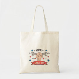 Grafische badge kleurontwerp voor Dag van de Arbei Tote Bag