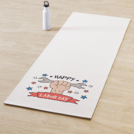 Grafische badge kleurontwerp voor Dag van de Arbei Yogamat