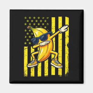 Grafische banaan Retro Amerikaanse vlag Dabbing ba Magneet
