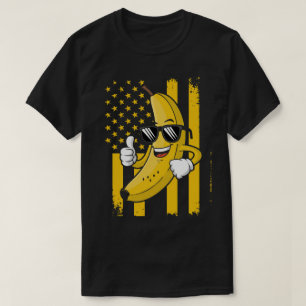 Grafische Bananen Trots Naam Retro Amerikaanse Vla T-shirt