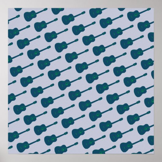 grafische blauwe gitaren poster (Voorkant)