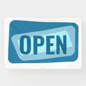 Grafische Blauwe OPEN Banner (Horizontaal)