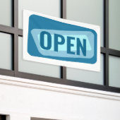 Grafische Blauwe OPEN Banner (Buitenkant Gebouw)