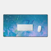 Grafische blauwe roze ombre glitter monogram bureaumat (Keyboard & Muis)