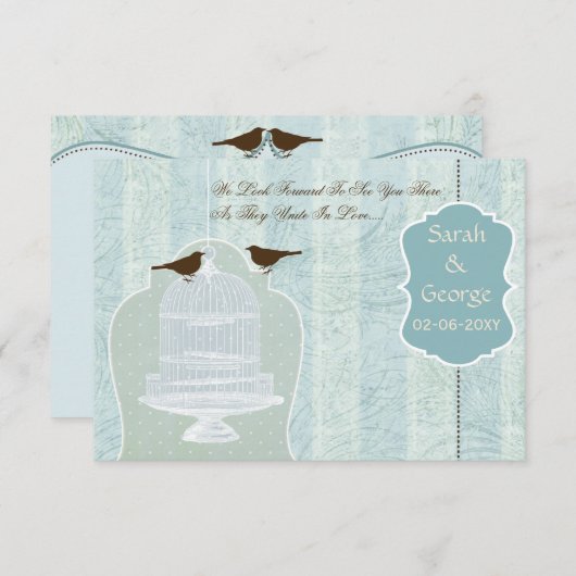 Grafische blauwe vogelkooi, liefdesvogels RSVP 3,5 (Voorkant / Achterkant)