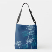 Grafische blauwgroen bloemnaam crossbody tas (Achterkant)
