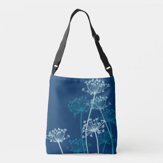 Grafische blauwgroen bloemnaam crossbody tas (Achterkant)