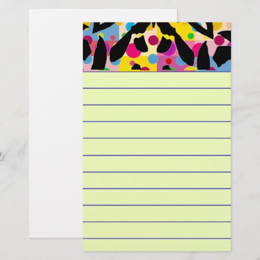 Grafische bloem briefpapier (Voorkant / Achterkant)