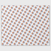 Grafische Bloem Rood Blauw Kleine Print versie Cadeaupapier (Vlak)