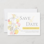 Grafische bloemblaadjes geel grijs bewaren de datu aankondiging (Voorkant)