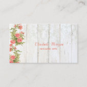  grafische bloemen, kant, houtextuur visitekaartje (Voorkant)