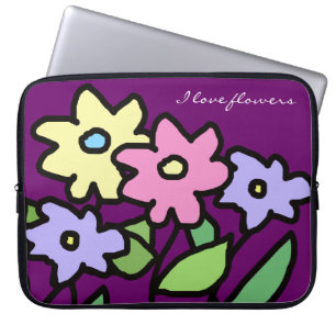 grafische bloemen laptop sleeve