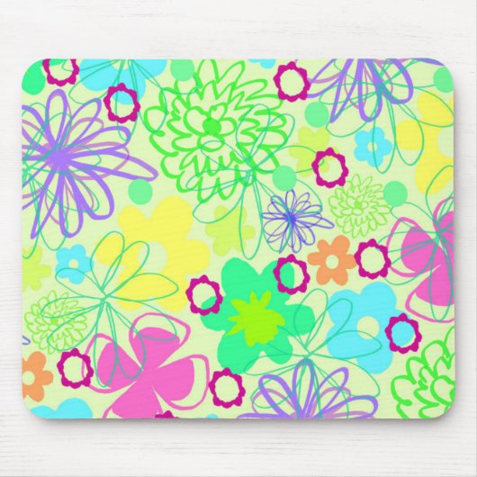 Grafische bloemen muismat (Voorkant)