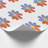 Grafische bloemen splitsen rood blauw op elke kleu cadeaupapier (Hoek)