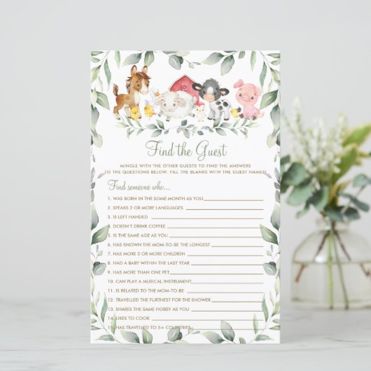 Grafische boerderijdieren Greenery vind het gastsp (Staand voorkant)