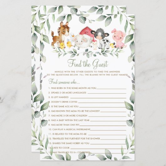 Grafische boerderijdieren Greenery vind het gastsp (Voorkant / Achterkant)