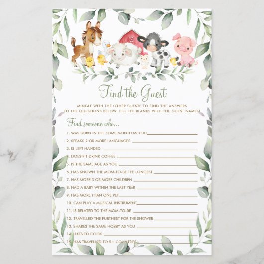 Grafische boerderijdieren Greenery vind het gastsp (Voorkant)