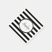 Grafische Brede Zwart-witte Strepen en Monogram Servetten (Hoek)