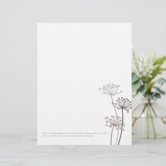 Grafische bruine bloemkoeien peterselie letterkop briefhoofd (Staand voorkant)