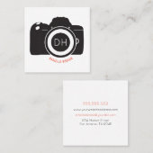 Grafische camera fotografie vierkante visitekaartje (Voorkant / Achterkant)