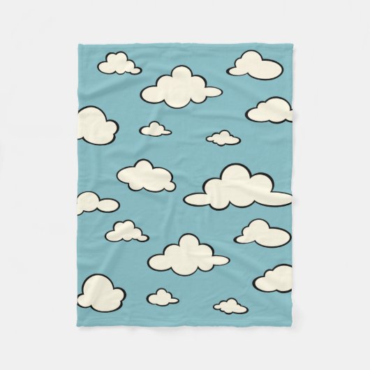 GRAFISCHE CARTOON STYLCLOUDS SKY FLEECE BLANKET DEKEN (Voorkant)