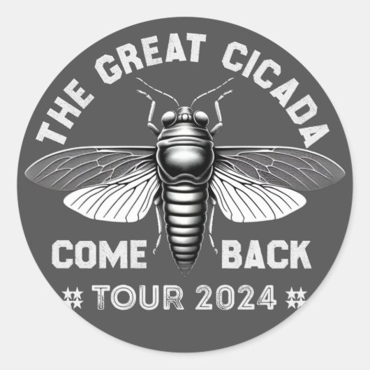 Grafische Cicada Comeback Tour 2024 Design Ronde Sticker (Voorkant)